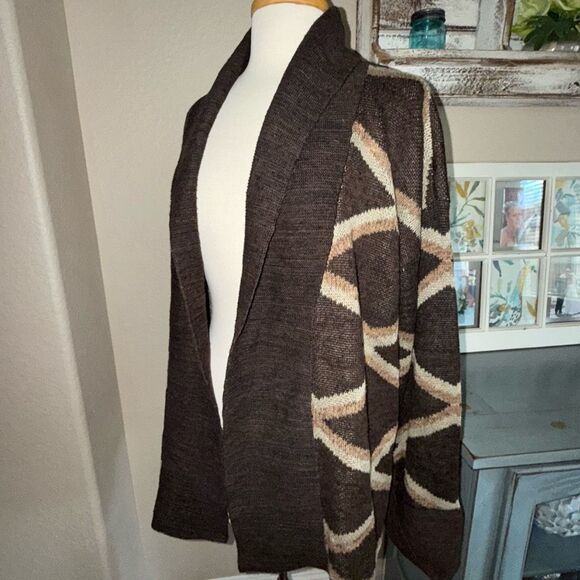 Lauren Ralph Lauren Womens Open Front Knit Linen Blend Cardigan Brown Small - Picture 1 of 8